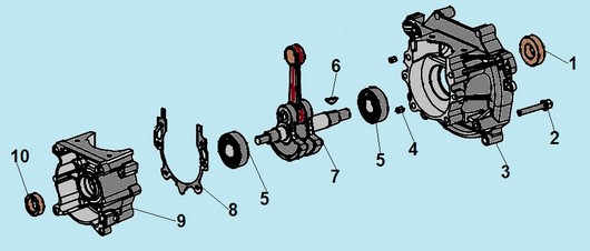 Коленвал и картер Champion T523 и T523-2